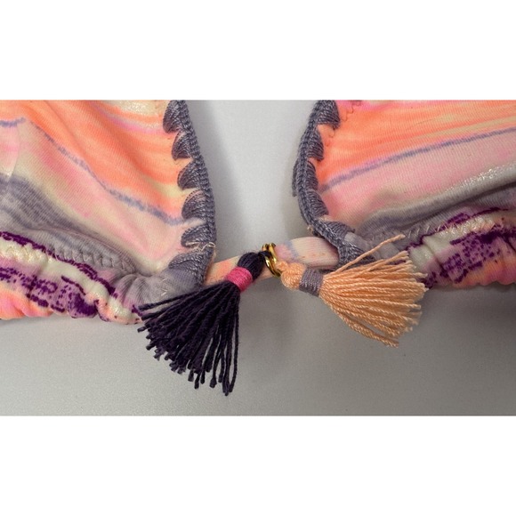 Victorias Secret Swim Bikini Set Halter Top Seashell Tassel Size Medium Striped - Picture 8 of 13